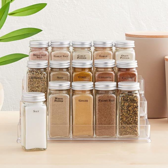 Talented Kitchen Spice Labels Stickers for Jars & Lids - 125-Pack Black Rectangular 1.57 x 0.47 in - Pre-Made & Blank Herb, Seasoning & Spice Jar Labels - Waterproof Adhesive for Kitchen Organization