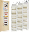 3-Pack Small Over the Door Hanging Organizer, 6 Clear Pockets and 6 Mesh Pockets, 11.8” Wide for Narrow Cabinet Doors, French Doors in the Bathroom, Closet, RV