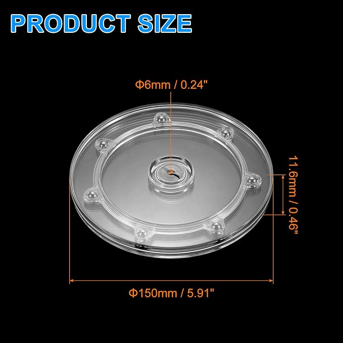 uxcell Acrylic Lazy Susan Turntable, 6 Inch Clear Turntable Organizer Ball Bearing 360 Degree Rotating Tray for Spice Rack Table Cake Kitchen Pantry Decorating Bathrooms
