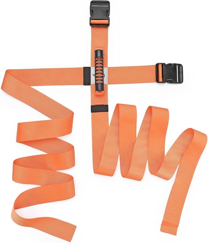 Box Carrying Strap with Handle Adjustable Belt Cross Style Carry Straps for Safely Moving and Lifting Heavy Boxes, Groceries, Luggage (Orange)