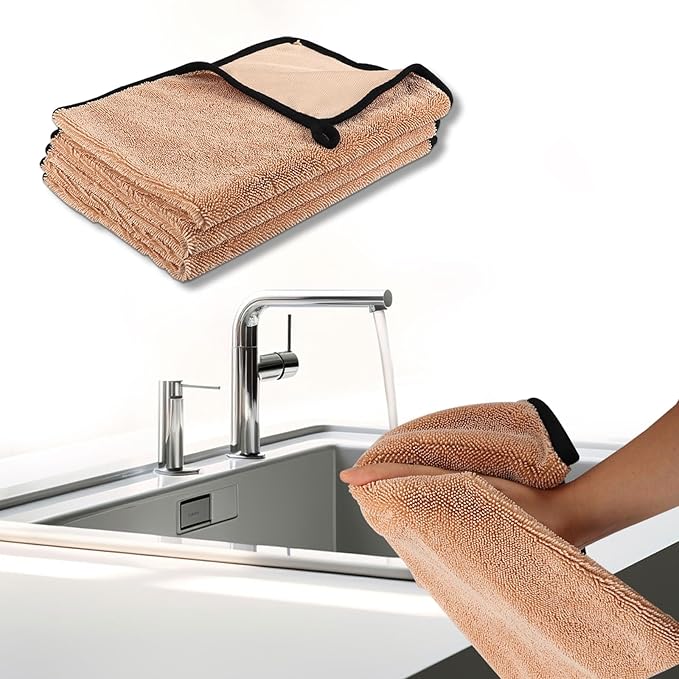 Longzhuo 3 Pack Microfiber Bath Towels, 15.7 x 15.7 Inches Microfiber Cleaning Cloth Towel Super Absorbent Microfiber Bath Towels, Streak Free Glass Window Car Mirror Bathroom, Perfect for Daily Use