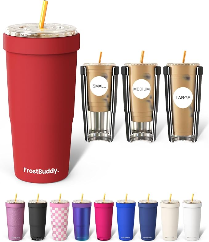 Frost Buddy Togo Buddy 30oz Tumbler - Insulated Stainless Steel (Crimson) | Double-wall vacuum insulated | Spill-proof flip lid | 18/8 premium stainless steel