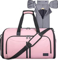 BALEINE Travel Garment Bag, Travel Suit Bag for Men, Water Resistant Carry on Garment Bag for Hanging Clothes, Garment Duffel Bag for Travel Business (Pink-Convertible)