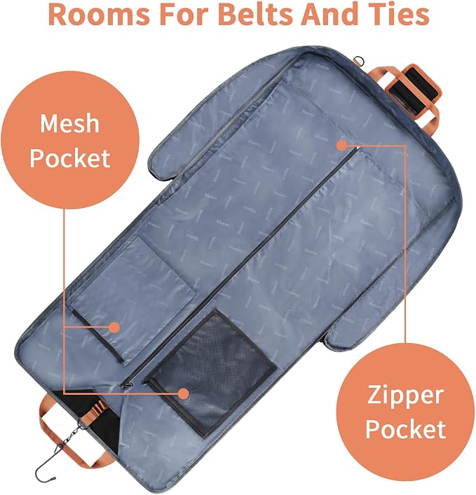 Mancro Carry On Garment Bags for Travel, Convertible Weekender Bag, Brown | Wrinkle-Free, Hanging Travel Suit Bags with Shoulder Strap, Large Waterproof Suitcase Luggage Bag for Men Women