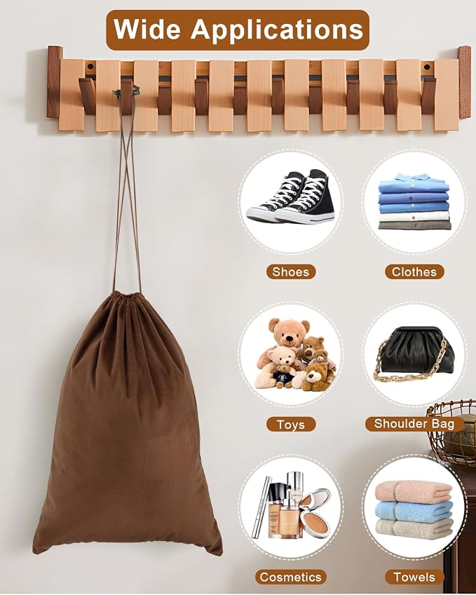 2 Pcs Shoe Bags for Travel, Dust Velvet Bag, Mocha Mousse, 17.3x12.6 Inch | Washable & Reusable Travel Shoe Bags, Dustproof Shoe Bags with Drawstring Closure, Suitable for Travel, Home Storage