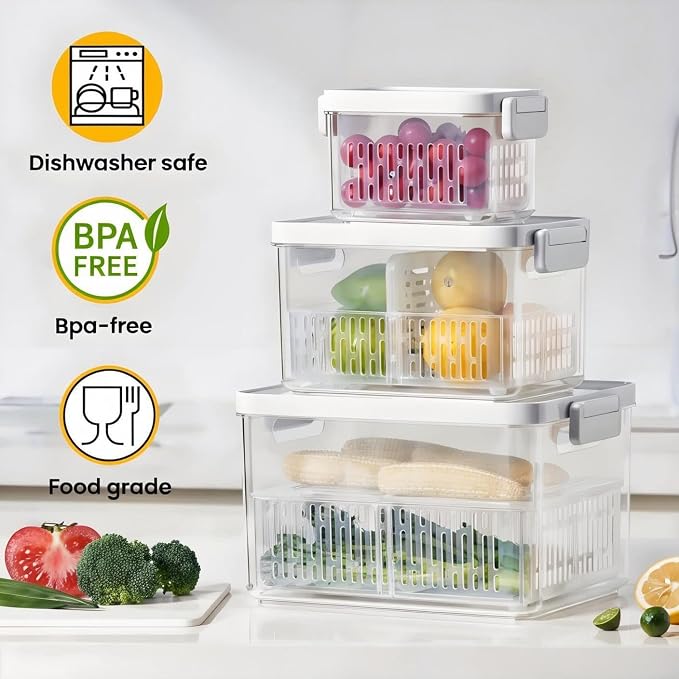 vacane Dishwasher Safe Berry Keeper, Produce Saver, Clear Fruit Containers, BPA-Free Lettuce Keeper, Strawberry Container Keep Food Fresh, 3.8 Cup