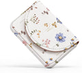 Business Card Holder，PU Leather Business Card Case Wallet White Floral2 | Pocket Travel Name Card Case for Men and Women Gift，Portable Magnetic Business Card Carrier for Purse