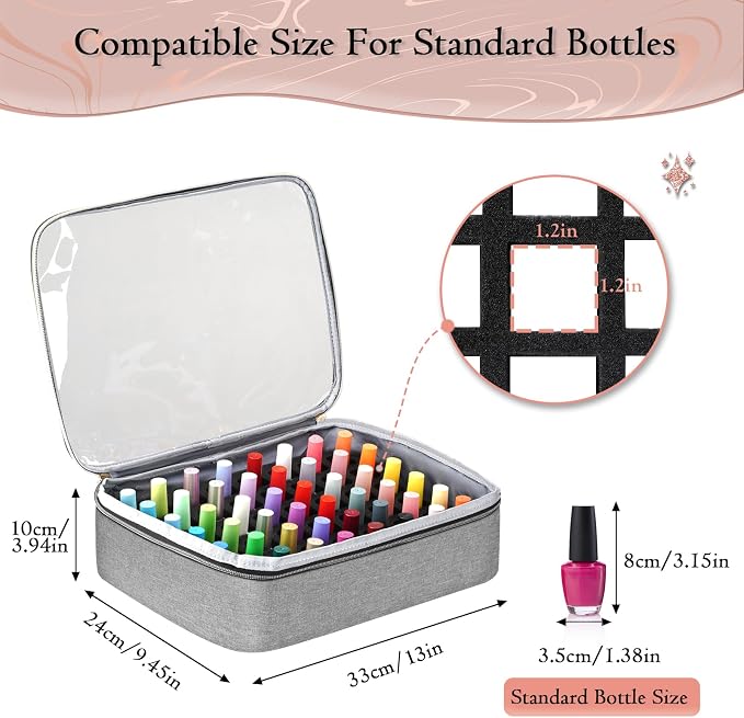 YOREPEK XL Nail Polish Organizer Case for 96 to 100+ Bottles, Urban Mist | Nail Polish Holder with Support Board for Easy Access, Gel Nail Kit Bag For Manicure Tools, Nail Stuff, Travel, kit de uñas