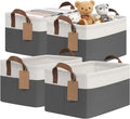 CHICVITA 4 Pack Storage Baskets for Shelves, Closet Organizers and Storage Bins with Handles, Fabric Toy Bins for Nursery Living Room, 14.8" x 10.3" x 8.3", Gray & White