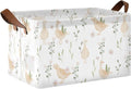 Cute Goose with Floral and Leaves Storage Basket Foldable Cube Storage Bins with Handles&Label Collapsible Organizer Box Bin Large Rectangle Decorative Baskets for Shelves Home Living Room Closet