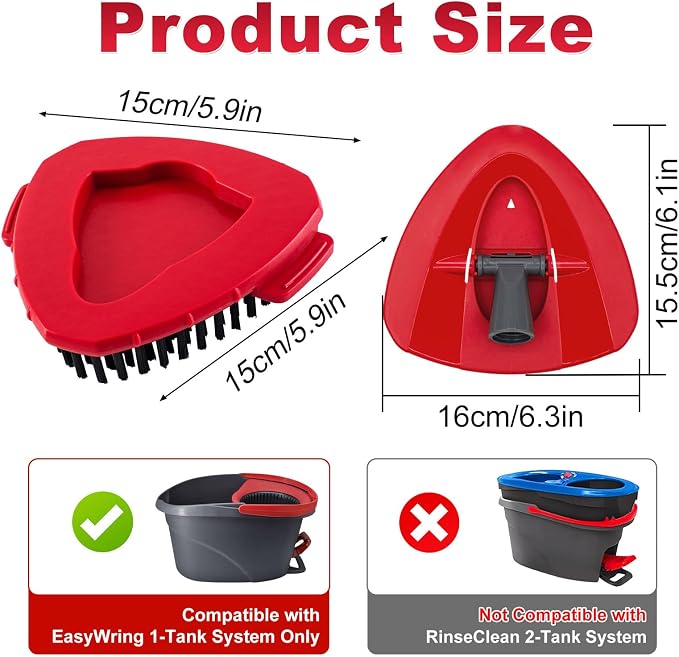 Mop Head Scrub Brush & Mop Base for O-Cedar EasyWring, Scrubber Attachment | Upgraded full bristles, no hollow center. Fits O-Cedar EasyWring spin mop. Fits ocedar mop base & spin mop scrub brush head
