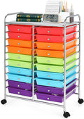COSTWAY 20-Drawer Rolling Storage Cart, Utility Storage Organizer Cart | For Tools, Scrapbook, Paper, Craft, Multipurpose Storage Trolley on Wheels for Home Office School (Multicolor)