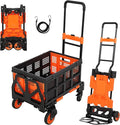 Versatile 2-in-1 Folding Hand Truck Dolly – Collapsible Basket, Retractable Handle, 4 Wheels – Heavy Duty Moving and Shopping Platform, 330 Lb Capacity, Foldable and Compact for Easy Storage