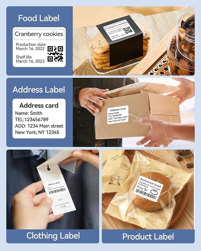 NIIMBOT 3 Roll Set Labels, 1.6" x 1.2" (40×30 mm) Waterproof Thermal Label | for B1/B21/B3S Label Maker, for Mail Address/Homemade Food/Mason Jar/Pantry Kitchen Organization