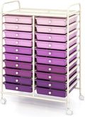 DREAMADE Rolling Cart with Storage Drawers, Utility Cart w/Removable Plastic Drawers, Lockable Wheels, Art Cart for Classroom Organization Art Supplies Office Scrapbook (20 Drawers, Purple Gradient)