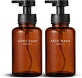 MaisoNovo Glass Foaming Soap Dispenser 14 Oz | Glass Bottles Pumps x 2 Amber