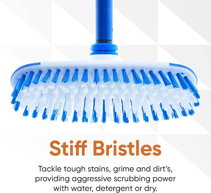 Superio Deck Scrub Brush with Long Handle 54", Heavy Duty Stiff Bristles Grout Scrubber with Scraper - Cleans Hot Tub, Swimming Pool, Granite Tiles, Bathroom, Patio, Kitchen, Wall and Deck (3, 54")…