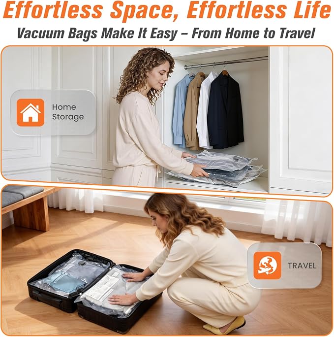 18 Pack Vacuum Storage Bags for Travel with Rechargeable Cordless Pump, Space Saver Bags for Clothes, Compression Packing Bags for Luggage and Suitcase, 18 Combo Size