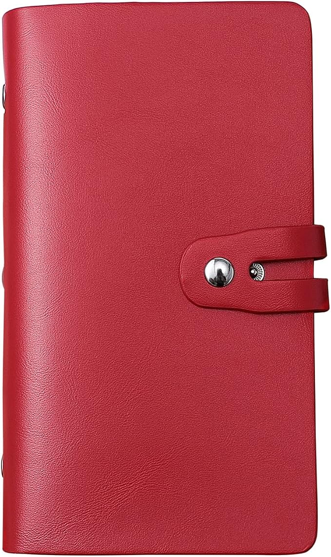 RFID Credit Card Holder, Leather Business Card Organizer with 96 Card Slots, Credit Card Case for Managing Your Different Cards and Important Documents to Prevent Loss or Damage (Red)
