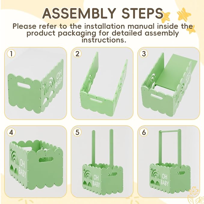 Wooden Baby Shower Crate Closet, Wooden Baby Shower Crate Closet, Boys and Girls for Baby Shower Wooden Basket Gifts, Welcome Baby Gifts, Suitable for Pregnancy Glfts for New Parent (Green)