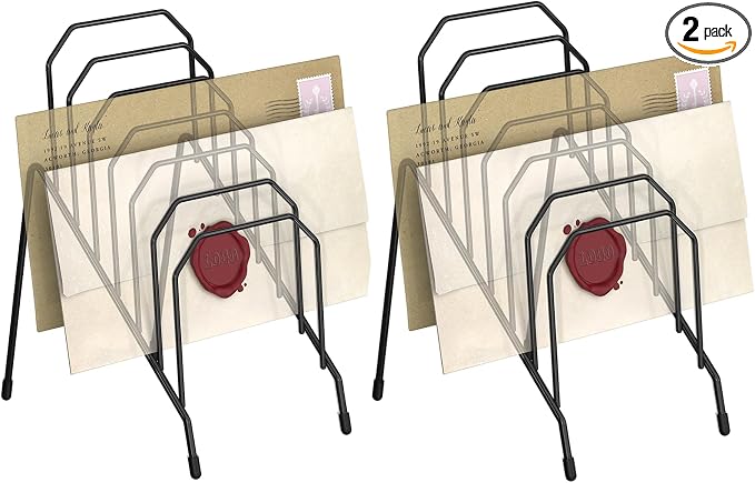 Gawerk Incline Desk Mail Organizer Letter Holder with 6-Section 2 Pack