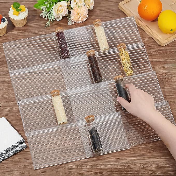 BENECREAT 8Pcs Plastic Drawer Seasoning Organizer, 4.6×11×1.1inch Clear Plastic Spice Drawer Organizer for Kitchen Drawer, Countertop Storage