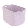 XUANGUO Woven Cotton Rope Storage Basket with Handles 13x10x9 inch Purple | Woven cotton rope basket for shelves and closets. Perfect for toys, books, clothes, nursery storage and gift baskets.