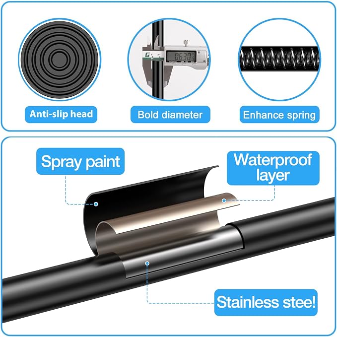 2 Pack Spring Tension Rods 12-18 Inches, 5/8 Inch Diameter Black No Drill Spring Loaded Adjustable Extendable, Small Short Tension Curtain Rod for Windows Kitchen Doorway Closet Cupboard
