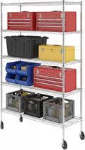 SafeRacks NSF 5-Tier Heavy Duty Wire Shelving Unit w/Wheels, 18"x48"x72"