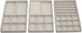 Household Essentials Grey Stacking Jewelry Organizer Box Tray Set with Removable Lid Fabric (744-1)