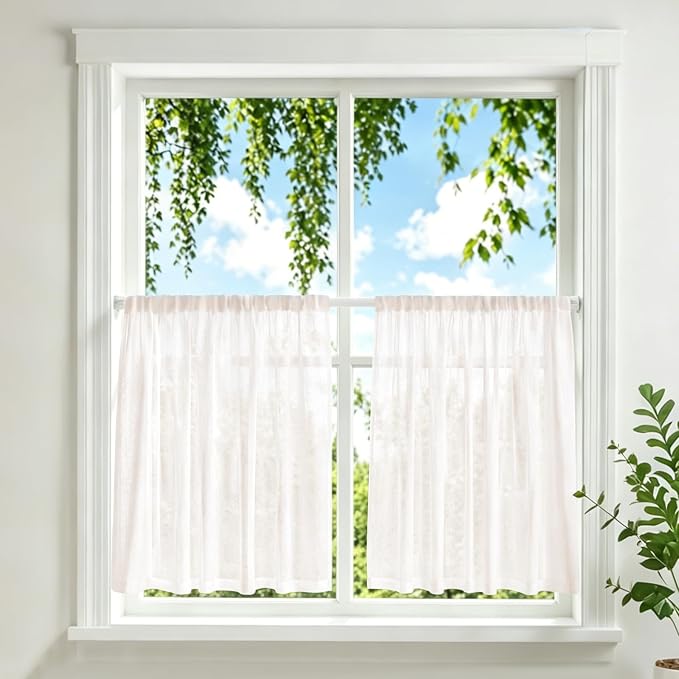 4 Pack Tension Curtain Rod 28-48 Inch, Small Short Adjustable Extendable Spring Loaded Clothes Rods for Windows Cabinet Blinds Closet Bedroom Kitchen Bathroom Door No Drilling White
