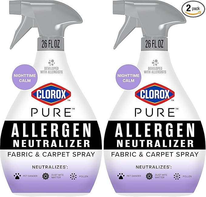 Clorox PURE Allergen Neutralizer Fabric and Carpet Spray, Nighttime Calm, 26 Fluid Ounces (Pack of 2)
