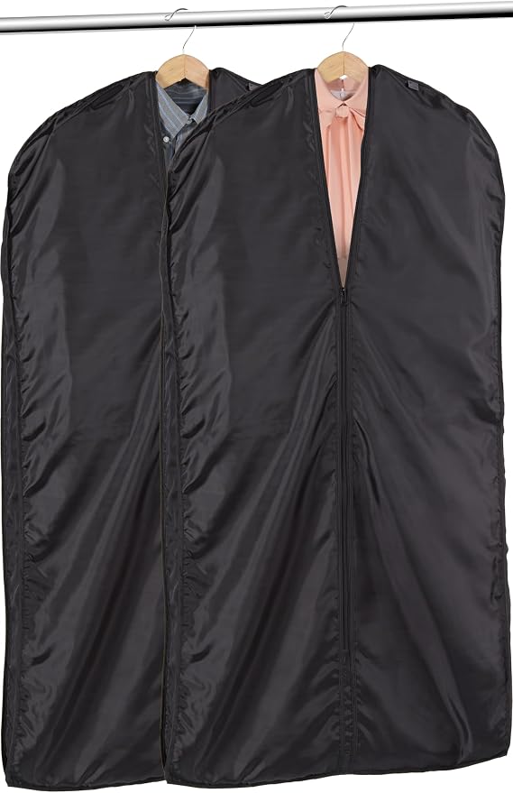 Lewis N. Clark Travel Garment Bag Cover for Airplane, Car, Everyday Use-Heavy-Duty, Lightweight, Water-Resistant, Perfect for Suits, Dresses, or Uniforms, 47” Length, Black, One Size