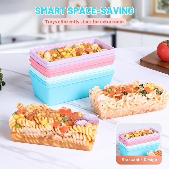 Gemice 2-Cup Silicone Freezer Molds with Lids, Individual 4-Pack | Oven & Dishwasher Safe, BPA-Free Soup Portion Cubes Trays, Freezer Containers for Food Storage