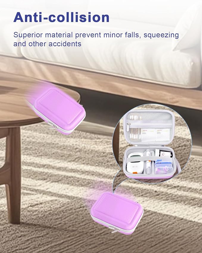 Krypthos Diabetic Supplies Travel Case, Carrying Case for Diabetes Blood Glucose Meter, Portable Diabetes Testing Kit Storage Organizer Bag for Blood Sugar Test Strips, Lancets, Lancing Device-Violet | Krypthos Portable Diabetes Testing Kit Storage Org...