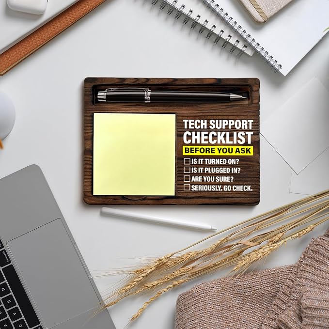 Tech Support Gifts for Women Men, Funny Gifts for IT Tech Guy Lovers Programmer Techies Checklist Before You Ask Sticky Note Holder Computer Office Desk Decor