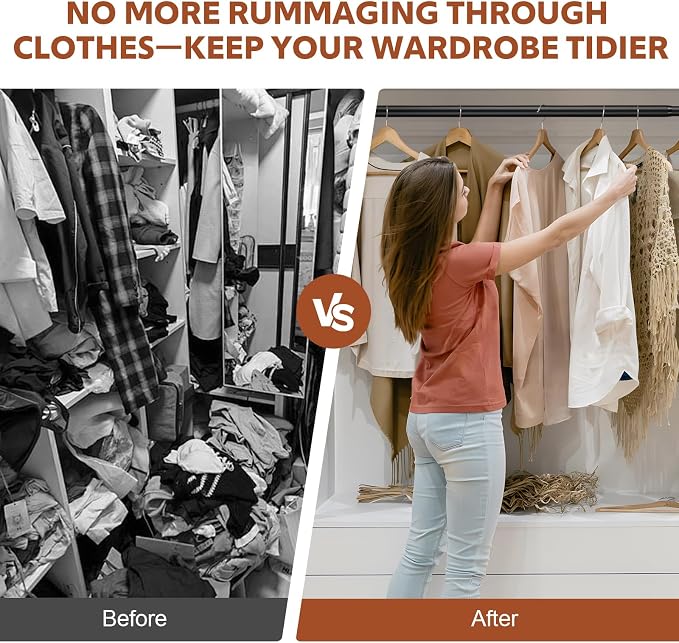 Closet Rods for Hanging Clothes, 17-70 Inch Stepless Adjustable Closet Rod, 1.3 Inch Heavy Duty Metal Clothes Hanging Rod, Expandable Closet Bar Hanger Rod Black for Closet Wardrobes Laundry RV
