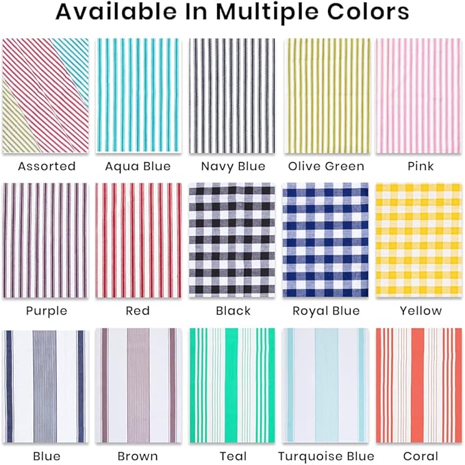 Stripe Kitchen Towels Decor Hanging Loop Dish Towels Boho Stripe Absorbent Festive Gift Set of 6 Pantry Kitchen Reversible 18x28 in Dish Towels|Vintage Farmhouse Style|Turquoise