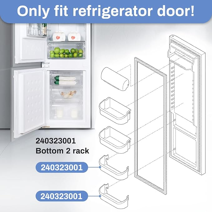 UPGRADED 240323001 Refrigerator Door Shelf Bin Compatible with Frigidaire & Kenmore Parts, Replace 240323007, 890954, EA429724, PS429724, AH429725, Only Fit Bottom Shelves