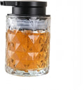Glass Soap Dispenser Bathroom Soap Dispenser 10 oz Black Pump(Can't Foam), Countertop Refillable Clear Glass Bottle with Large Pump Head Big Cup Mouth Diamond Pattern