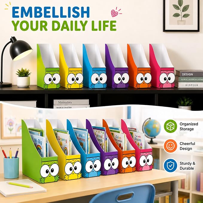 24 Pcs Cardboard Magazine File Holder Set Colored Crayon Foldable Desk Document Holder Organizer Vertical Paperwork Storage Boxes for Back to School Classroom Home Office