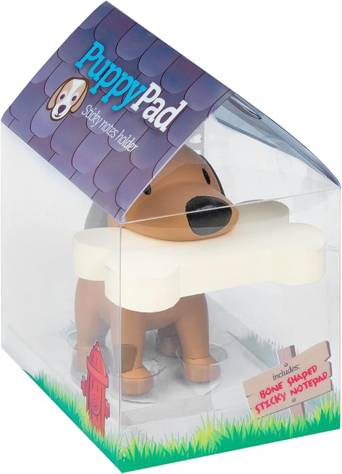 Gifts for Readers & Writers Sticky Notes Holder, Novelty Post It Notes Dispenser, Office Stationery Supplies & Cute Desk Accessories, Puppy Notes with Sticky Note Pads Included