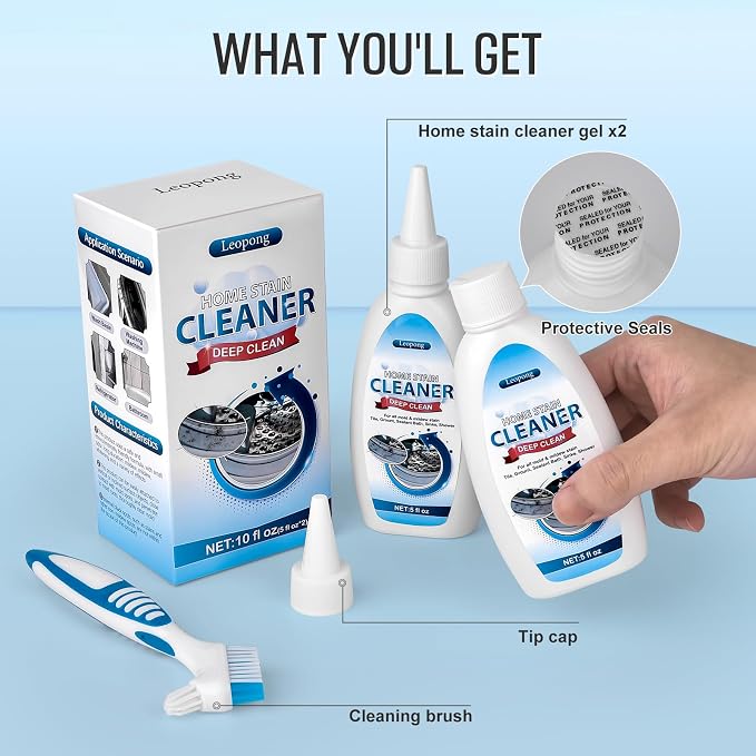 Leopong Home Cleaner Gel, Cleaner for Washing Machine, Refrigerator Strips, Household Shower, Kitchen Sinks, Walls, Tiles, Bathrooms- 10 fl oz