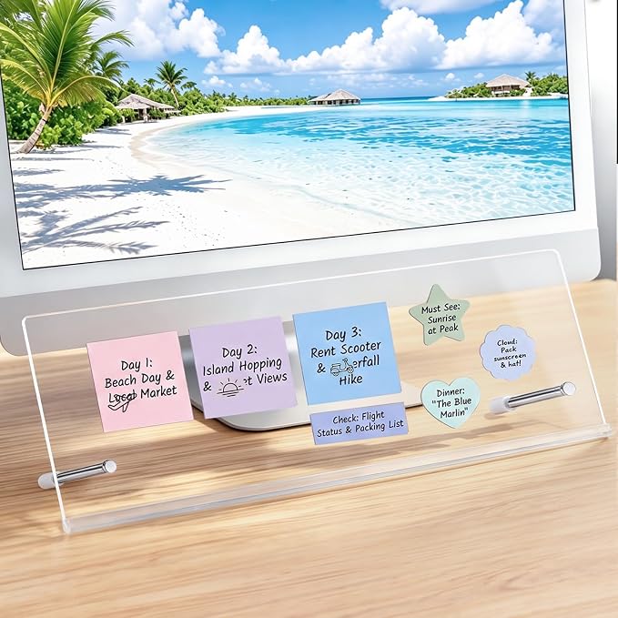 Monitor Memo Board Holder 16.5"x6.1", Office Organization memo Holders for Computer Sticky Note Holder, Space-Saving, Movable & Reusable, Screen Saver for Office & Home Desktop Decor Extra Large