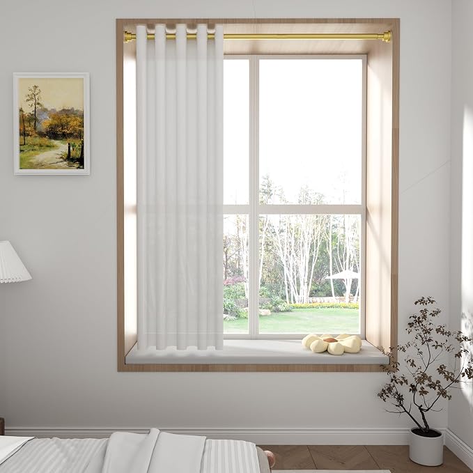 1Pack Gold Spring Tension Curtain Rod 45-78 Inches, 7/8" Diameter Adjustable Shower Curtain Rod No Drill, Anti-slip Heavy Duty Spring Curtain Rod for Windows Bathroom Kitchen Closet Doorway