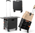 Foldable Utility Cart Folding Portable Rolling Crate with Magnetic Extended Lid,360°Rotate Wheels,176LBS Load Capacity,Heavy Duty Durable Dolly Cart for Teacher Tourist Shopping Office Outdoor