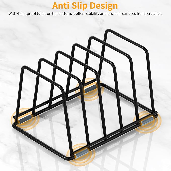 Cutting Board Organizer Kitchen Organizer Rack for Cutting Board, Bakeware, and Cookie Sheet, 5-Slot Heavy-Duty Steel Cookware Holder,Rust-Resistant with Anti-Slip Feet (2, Small)