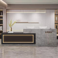 Modern Reception Desk with Counter, Front Desk Reception Counter with Lockable Drawer, Keyboard Tray & Storage Cabinet, Solid Wood Receptionist Table for Salon Office Lobby (C - Left, L 2m/78in)