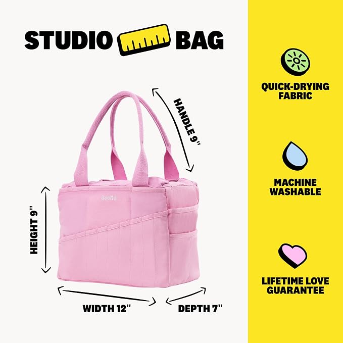 Soolla Studio Bag: Art Supply Storage Organizer & Pottery Tool Bag, Washable Tote, Yarn Bag, Crochet, 30 Pockets, 15+ Colors