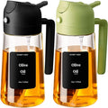 SWEET VIEW 2PCS Olive Oil Sprayer for Cooking 16oz/470ml | Glass Oil Dispenser/Pour Bottle, Kitchen Accessories, Kitchen Gadgets for Air Fryer, Salad, BBQ, with Stickers (Black,Green)